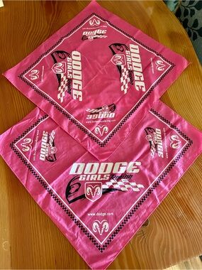 TWO Dodge Girls Racing Pink Bandanas